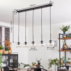 hofstein Koyoto Boule lumineuse, Suspension Noir, 5 lumières