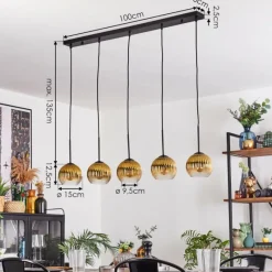 Lampes Dorées-hofstein Koyoto Boule lumineuse, Suspension Noir, 5 lumières