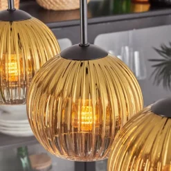 Lampes Dorées-hofstein Koyoto Boule lumineuse, Suspension Noir, 5 lumières