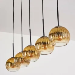 Lampes Dorées-hofstein Koyoto Boule lumineuse, Suspension Noir, 5 lumières