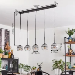 hofstein Koyoto Boule lumineuse, Suspension Noir, 5 lumières