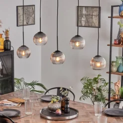 hofstein Koyoto Boule lumineuse, Suspension Noir, 5 lumières