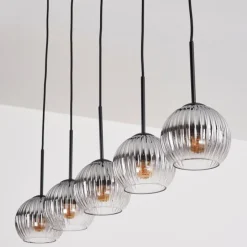 hofstein Koyoto Boule lumineuse, Suspension Noir, 5 lumières