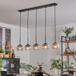 hofstein Koyoto Boule lumineuse, Suspension Noir, 5 lumières