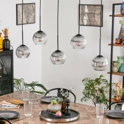 hofstein Koyoto Boule lumineuse, Suspension Noir, 5 lumières