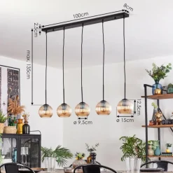 hofstein Koyoto Boule lumineuse, Suspension Noir, 5 lumières