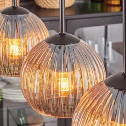 hofstein Koyoto Boule lumineuse, Suspension Noir, 5 lumières