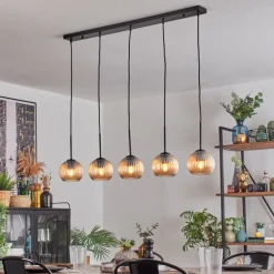 hofstein Koyoto Boule lumineuse, Suspension Noir, 5 lumières