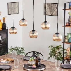 hofstein Koyoto Boule lumineuse, Suspension Noir, 5 lumières