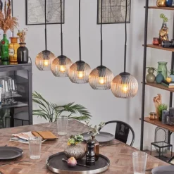 hofstein Koyoto Boule lumineuse, Suspension Noir, 5 lumières