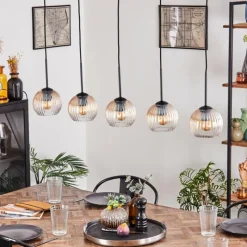 hofstein Koyoto Boule lumineuse, Suspension Noir, 5 lumières