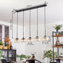 hofstein Koyoto Boule lumineuse, Suspension Noir, 5 lumières