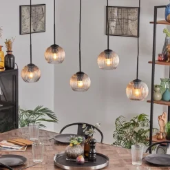 hofstein Koyoto Boule lumineuse, Suspension Noir, 5 lumières