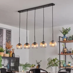 hofstein Koyoto Boule lumineuse, Suspension Noir, 5 lumières