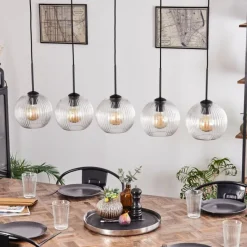 hofstein Koyoto Boule lumineuse, Suspension Noir, 5 lumières