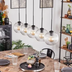 hofstein Koyoto Boule lumineuse, Suspension Noir, 5 lumières