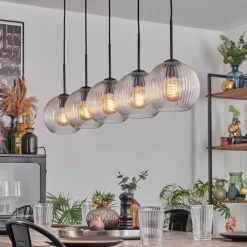 hofstein Koyoto Boule lumineuse, Suspension Noir, 5 lumières