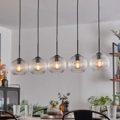 hofstein Koyoto Boule lumineuse, Suspension Noir, 5 lumières