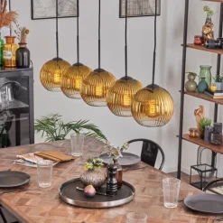 Lampes Dorées-hofstein Koyoto Boule lumineuse, Suspension Noir, 5 lumières