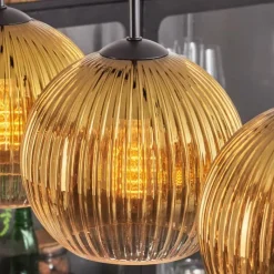 Lampes Dorées-hofstein Koyoto Boule lumineuse, Suspension Noir, 5 lumières