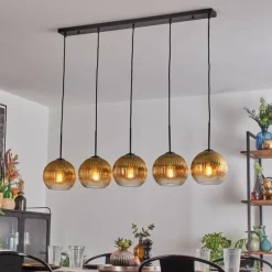 Lampes Dorées-hofstein Koyoto Boule lumineuse, Suspension Noir, 5 lumières