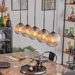 hofstein Koyoto Boule lumineuse, Suspension Noir, 5 lumières