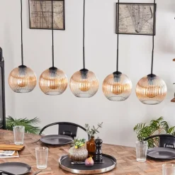 hofstein Koyoto Boule lumineuse, Suspension Noir, 5 lumières