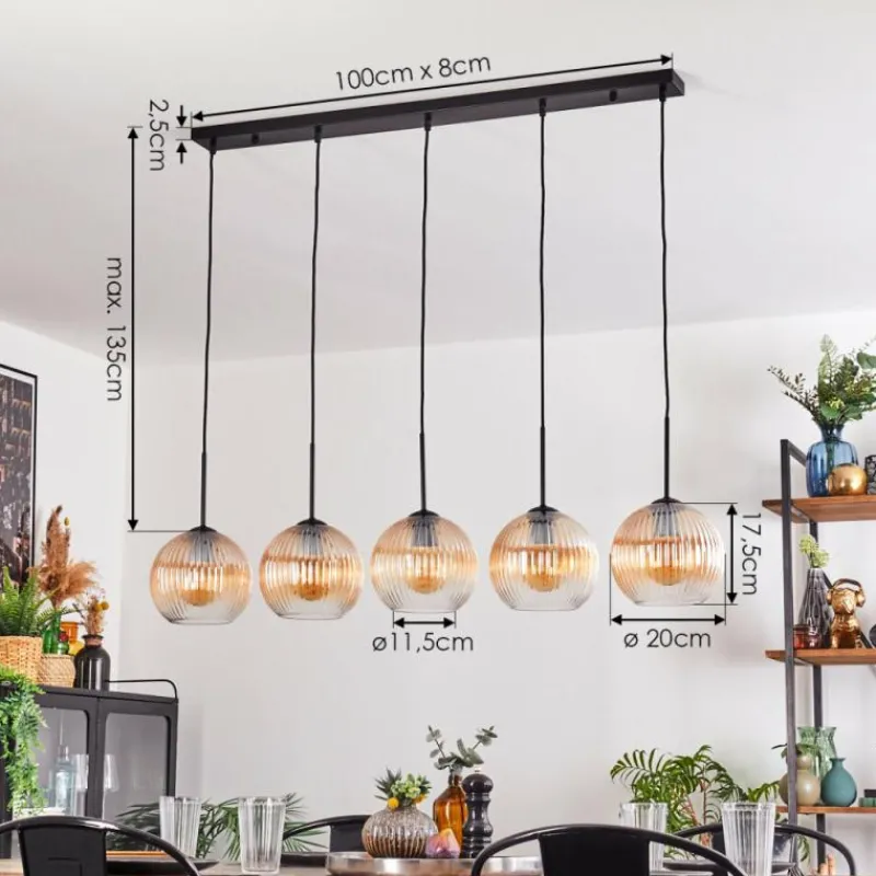 hofstein Koyoto Boule lumineuse, Suspension Noir, 5 lumières
