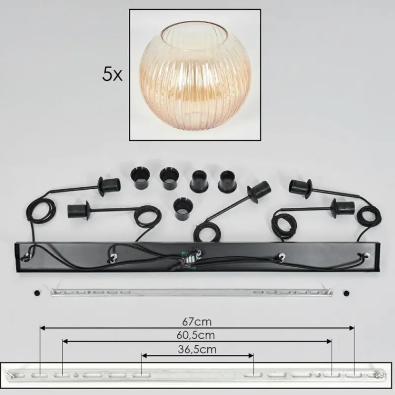 hofstein Koyoto Boule lumineuse, Suspension Noir, 5 lumières