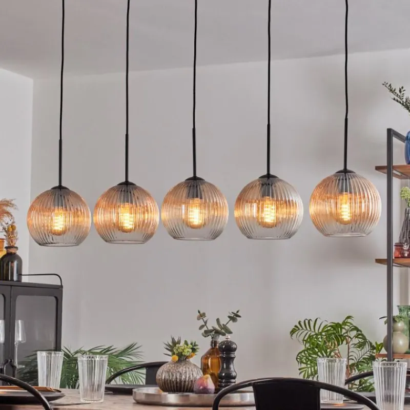 hofstein Koyoto Boule lumineuse, Suspension Noir, 5 lumières