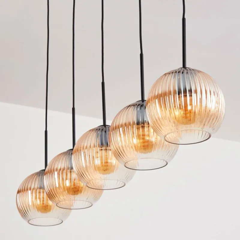 hofstein Koyoto Boule lumineuse, Suspension Noir, 5 lumières