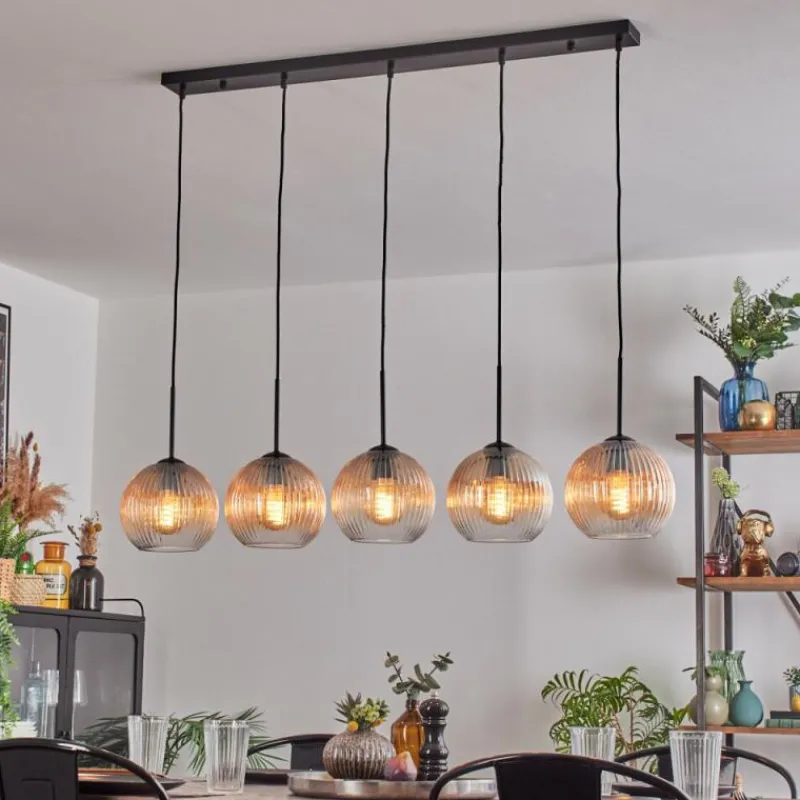 hofstein Koyoto Boule lumineuse, Suspension Noir, 5 lumières