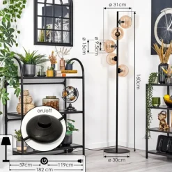 Lampes À Boules-hofstein Koyoto Lampadaire 31 cm Ambre, 5 lumières