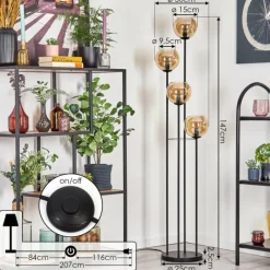 hofstein Koyoto Lampadaire 30 cm Ambre, 4 lumières