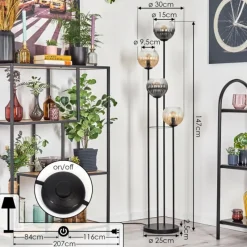 hofstein Koyoto Lampadaire 30 cm Ambre, Clair, Fumé, 4 lumières