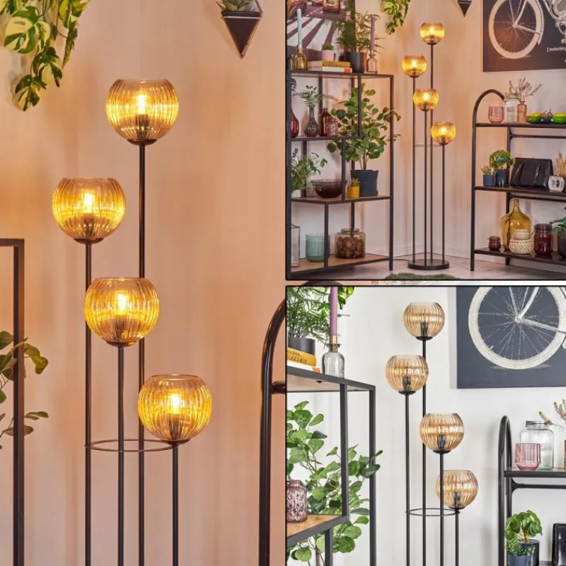Lampes À Boules-hofstein Koyoto Lampadaire 30 cm Ambre, 4 lumières