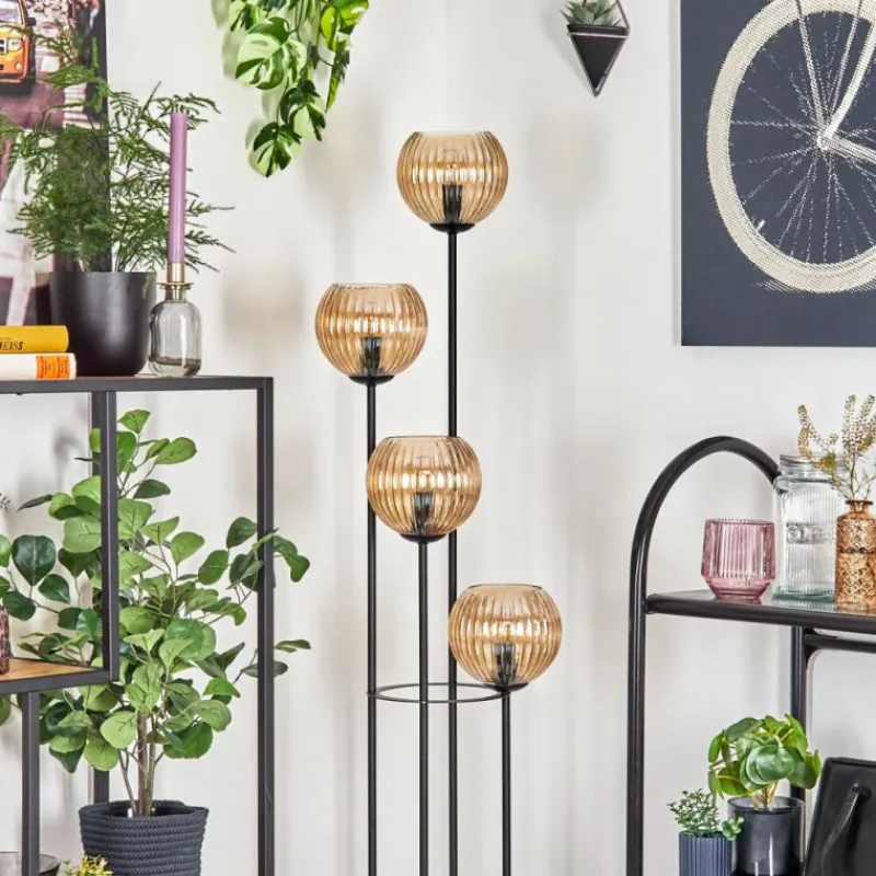 Lampes À Boules-hofstein Koyoto Lampadaire 30 cm Ambre, 4 lumières