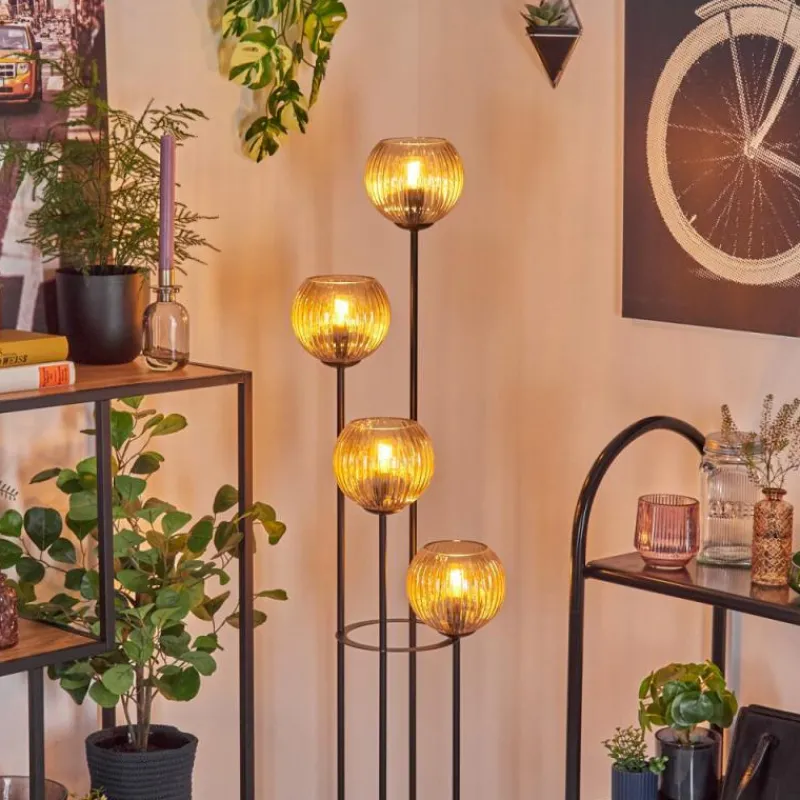 Lampes À Boules-hofstein Koyoto Lampadaire 30 cm Ambre, 4 lumières