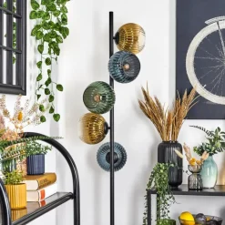 Lampes Dorées-hofstein Koyoto Lampadaire 33 cm Bleu, Or, Vert, Clair, 5 lumières