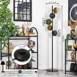 Lampes Dorées-hofstein Koyoto Lampadaire 33 cm Bleu, Or, Vert, Clair, 5 lumières