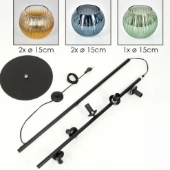 Lampes Dorées-hofstein Koyoto Lampadaire 33 cm Bleu, Or, Vert, Clair, 5 lumières