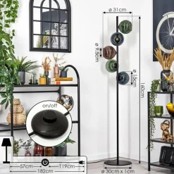 hofstein Koyoto Lampadaire 33 cm Bleu, Vert, Cuivré, 5 lumières