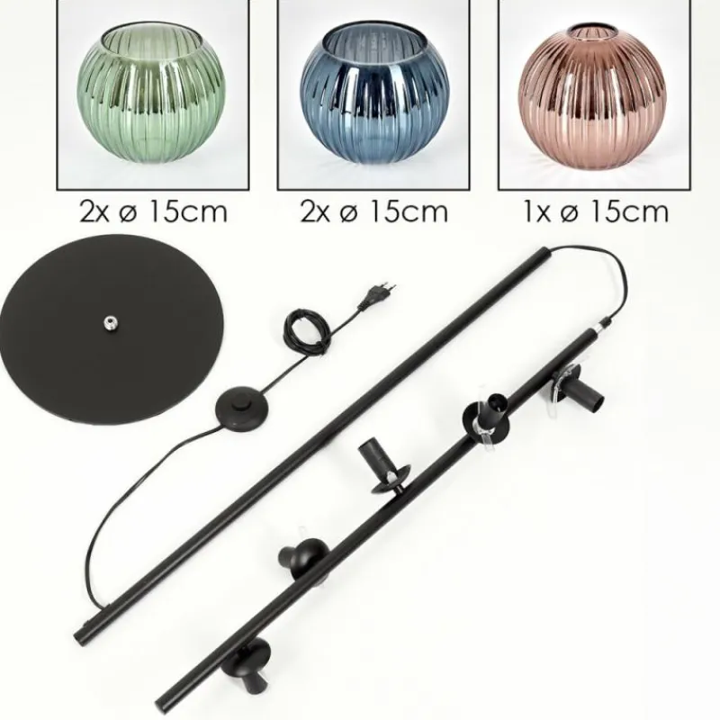 hofstein Koyoto Lampadaire 33 cm Bleu, Vert, Cuivré, 5 lumières