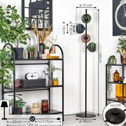 hofstein Koyoto Lampadaire 31 cm Bleu, Vert, Cuivré, 4 lumières