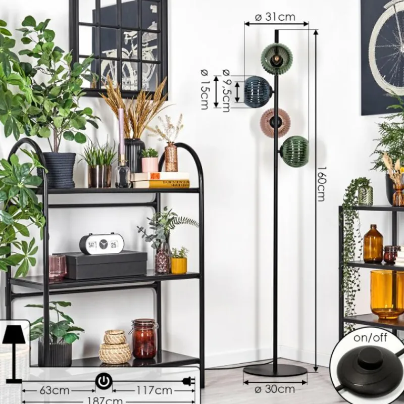 hofstein Koyoto Lampadaire 31 cm Bleu, Vert, Cuivré, 4 lumières