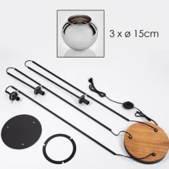 Suspension Verre Fumé-hofstein Koyoto Lampadaire 30 cm Bois foncé, Noir, 3 lumières