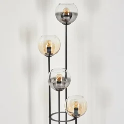 hofstein Koyoto Lampadaire 30 cm Bois clair, Noir, 4 lumières