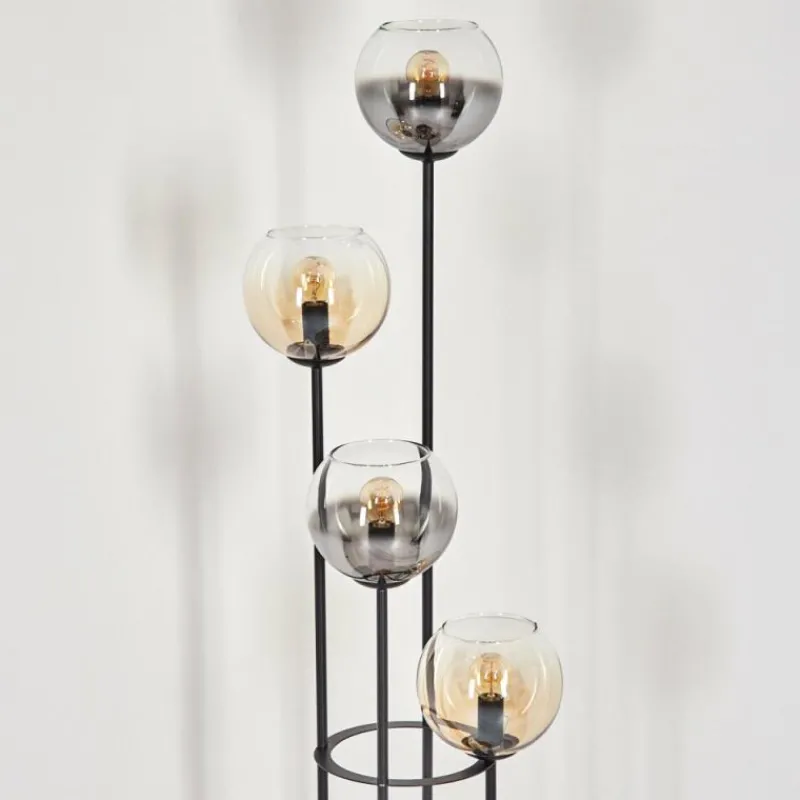 hofstein Koyoto Lampadaire 30 cm Bois clair, Noir, 4 lumières
