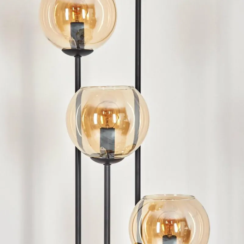 hofstein Koyoto Lampadaire 30 cm Bois clair, Noir, 4 lumières