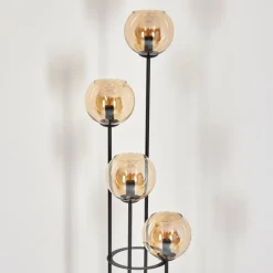 hofstein Koyoto Lampadaire 30 cm Bois clair, Noir, 4 lumières